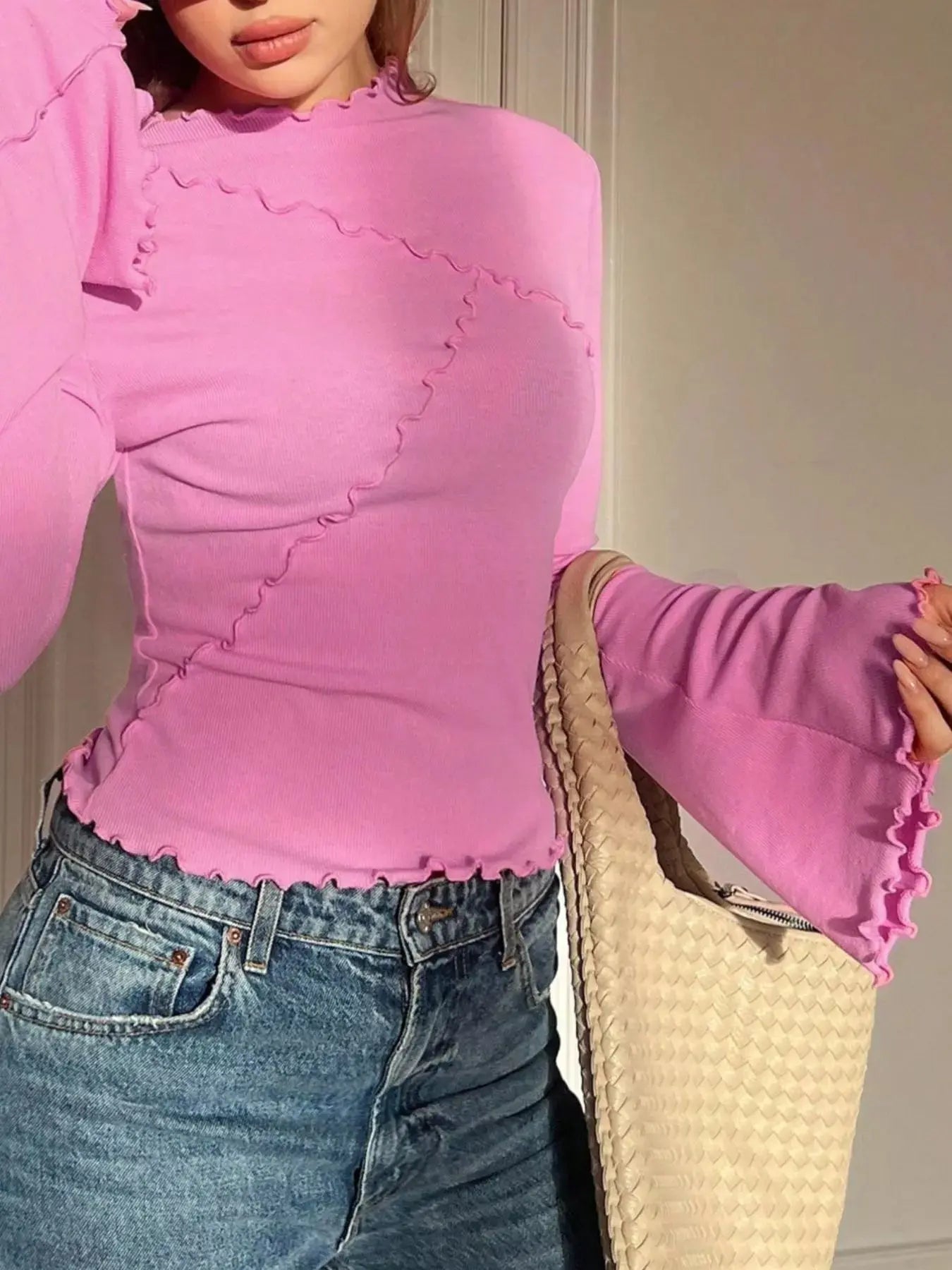 Lettuce Edge Flare Sleeve Top STYLE SOURCE