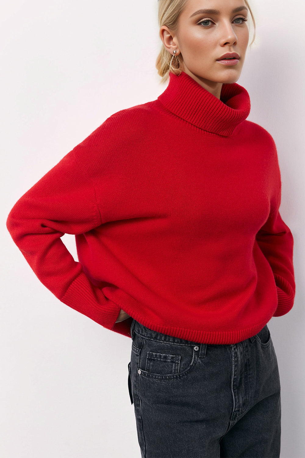 Basic Bae Turtleneck Long Sleeve Dropped Shoulder Sweater STYLE SOURCE