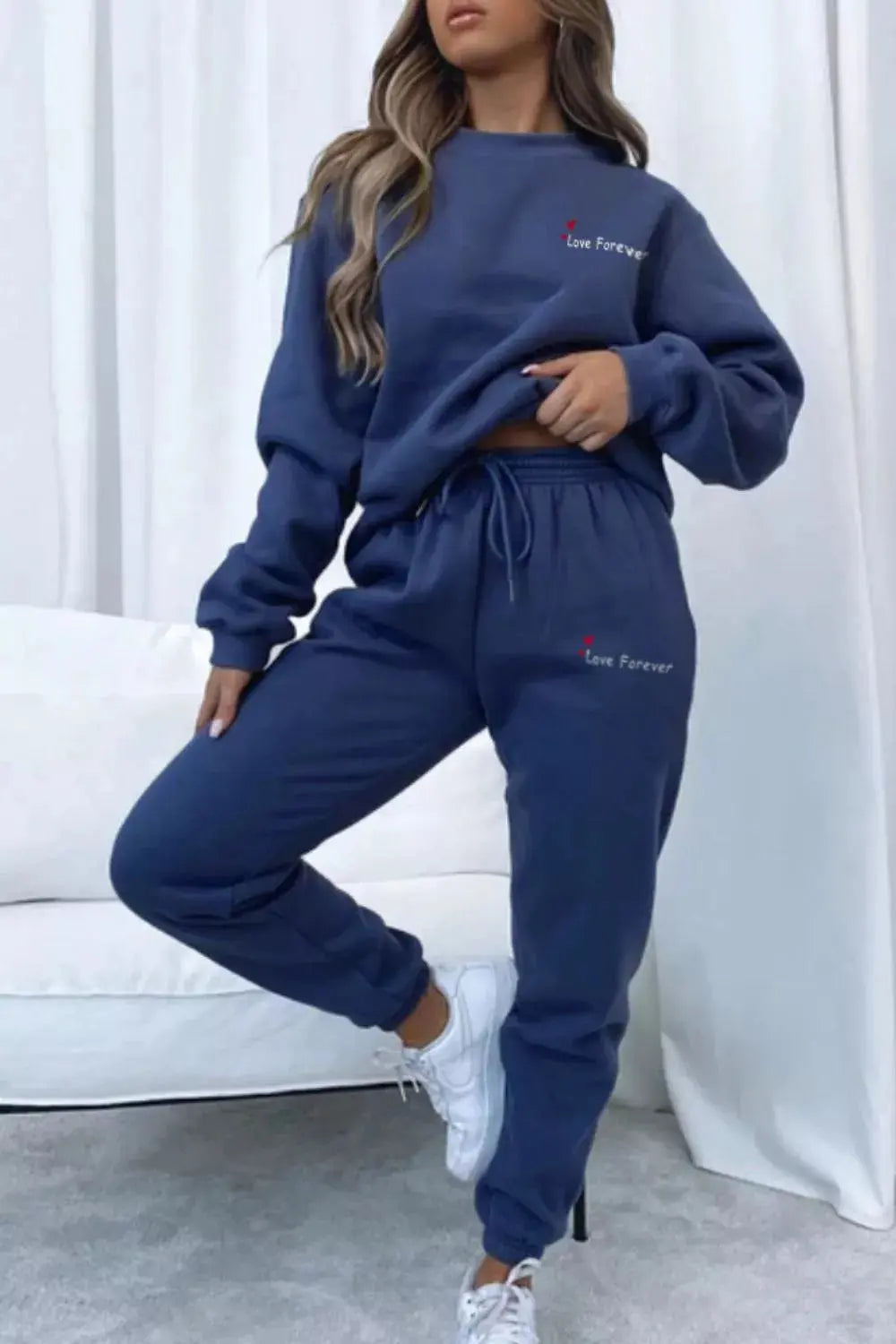 Round Neck Sweatshirt and Joggers Set STYLE SOURCE