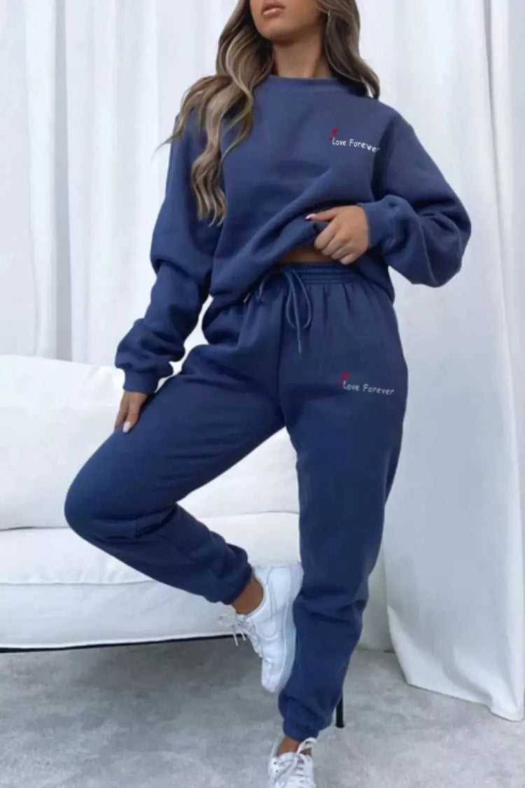 Round Neck Sweatshirt and Joggers Set STYLE SOURCE