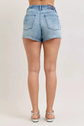 Judy Blue Hw Rigid Magic Cut Off Denim Shorts with Raw Side Seams STYLE SOURCE