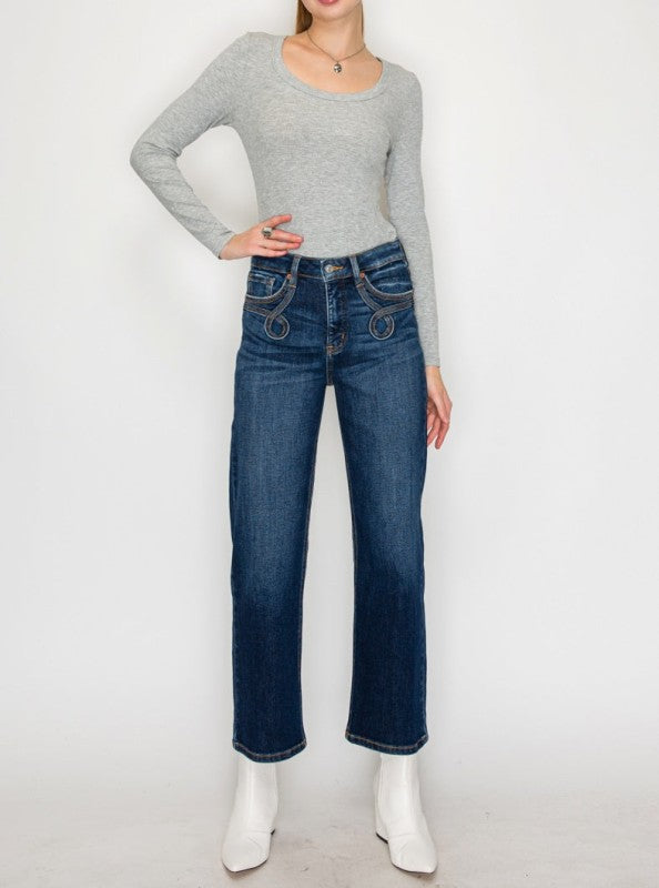 AT1029STD - High Rise Ankle Straight Jeans - Weste STYLE SOURCE