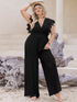 Plus Size Lace Cap Sleeve Wide Leg Jumpsuit STYLE SOURCE