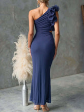 One-Shoulder Floral Trim Sleeveless Maxi Dress STYLE SOURCE