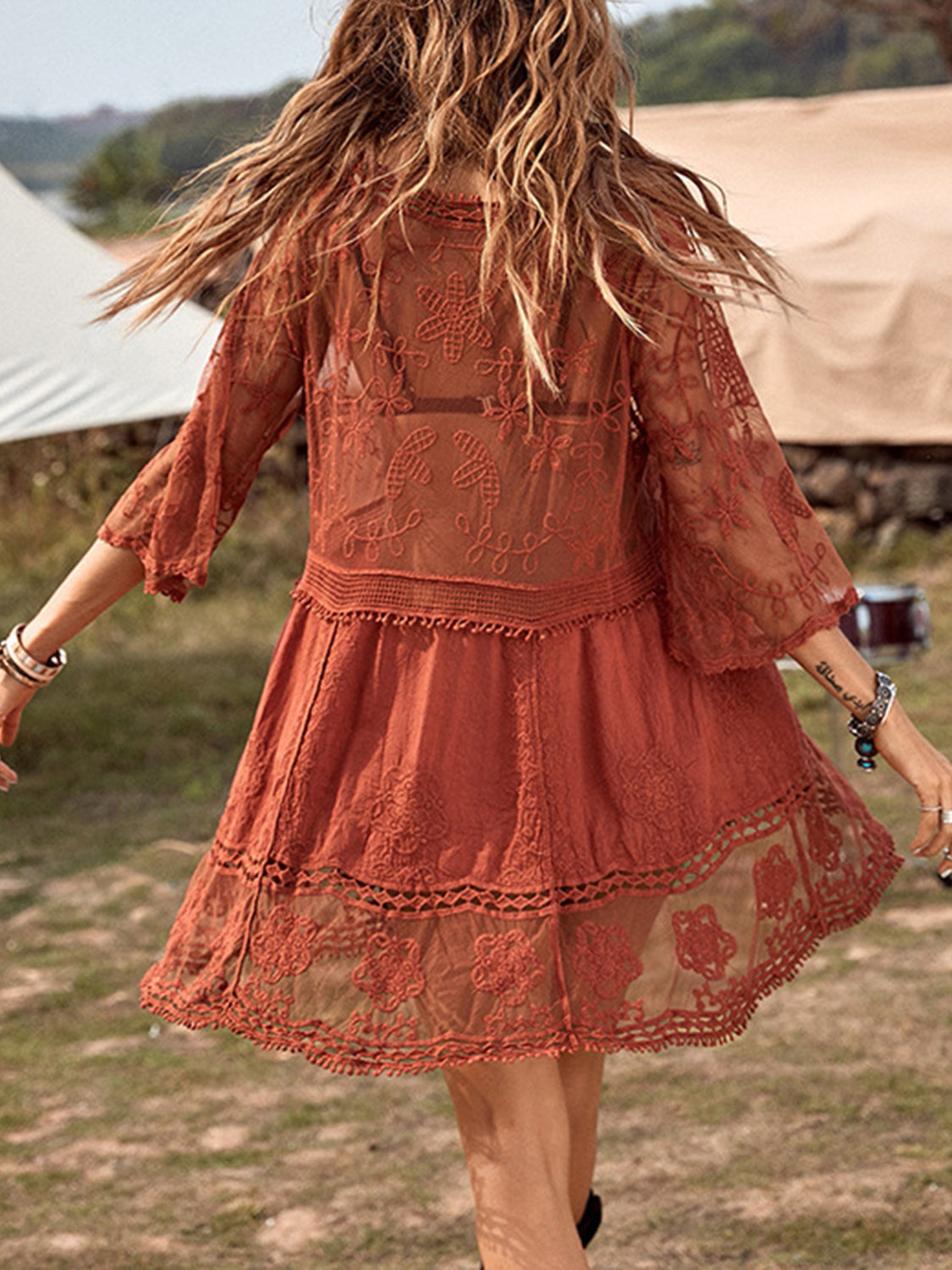 Lace Detail Plunge Cover-Up Dress STYLE SOURCE