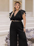 Plus Size Lace Cap Sleeve Wide Leg Jumpsuit STYLE SOURCE