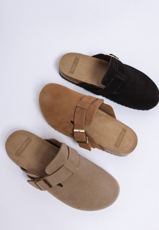 Ratiha Buckle Accent Slip-On Footbed Mules STYLE SOURCE