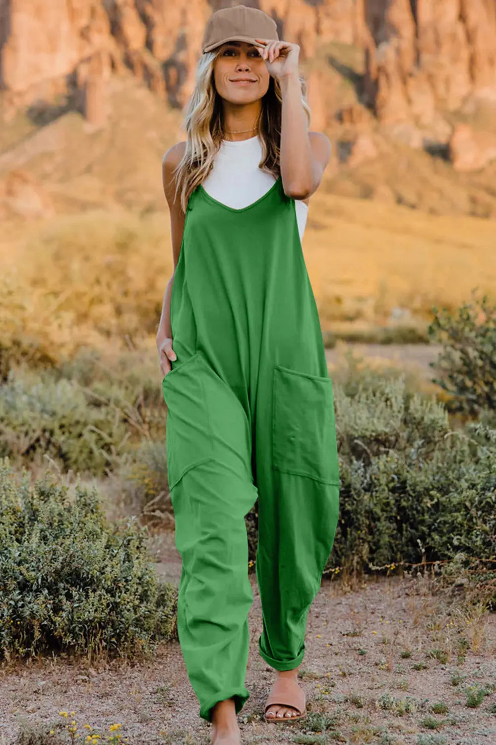 Double Take  V-Neck Sleeveless Jumpsuit with Pocket STYLE SOURCE