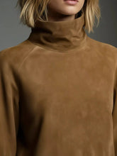 Full Size Suede Turtleneck Lantern Sleeve Mini Dress Plus Size STYLE SOURCE