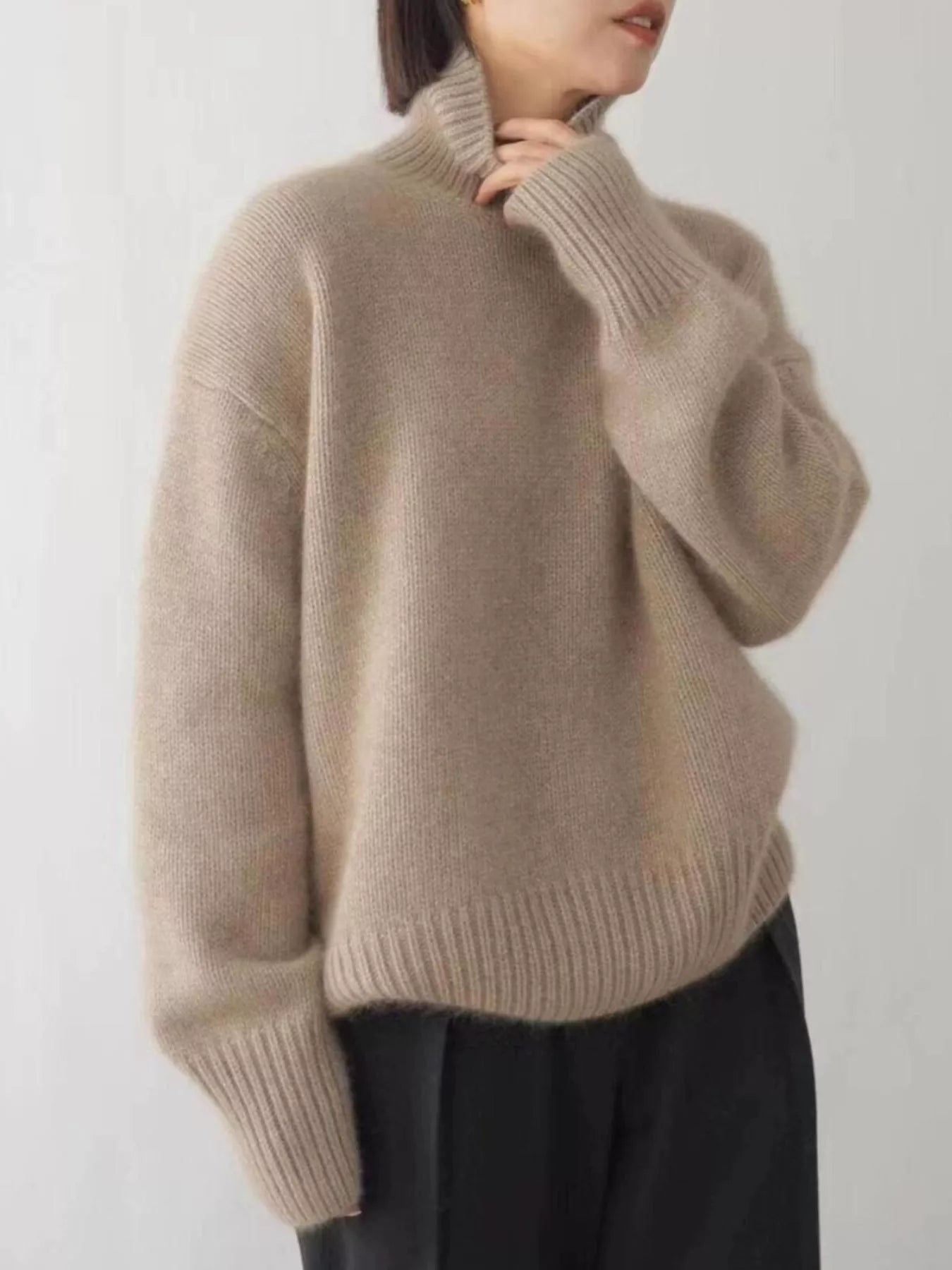 Turtleneck Dropped Shoulder Sweater STYLE SOURCE