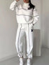 Full Size Striped Quarter Zip Top and Pants Set Plus Size STYLE SOURCE