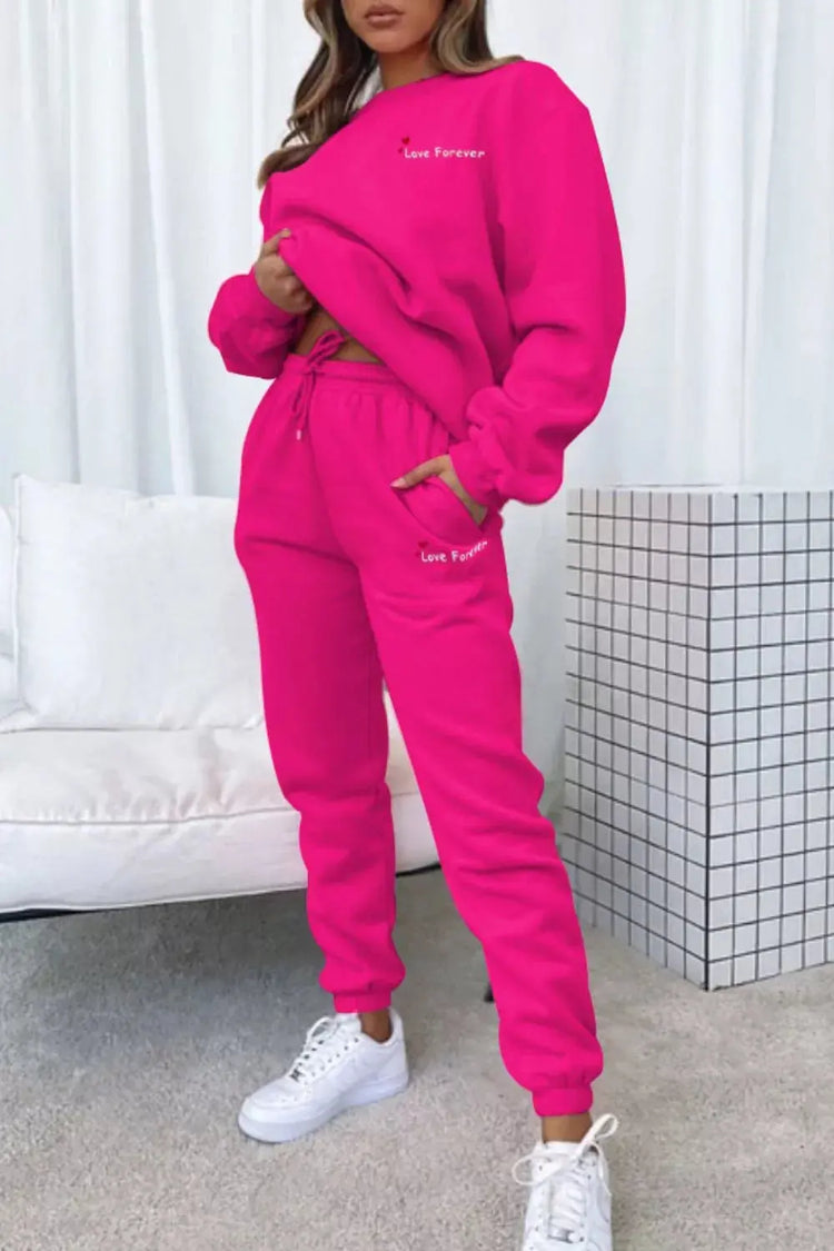 Round Neck Sweatshirt and Joggers Set STYLE SOURCE