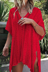 Cutout V-Neck Cover-Up with Tassel STYLE SOURCE