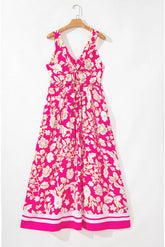 Rose Floral V Neck Crisscross Backless Maxi Dress STYLE SOURCE