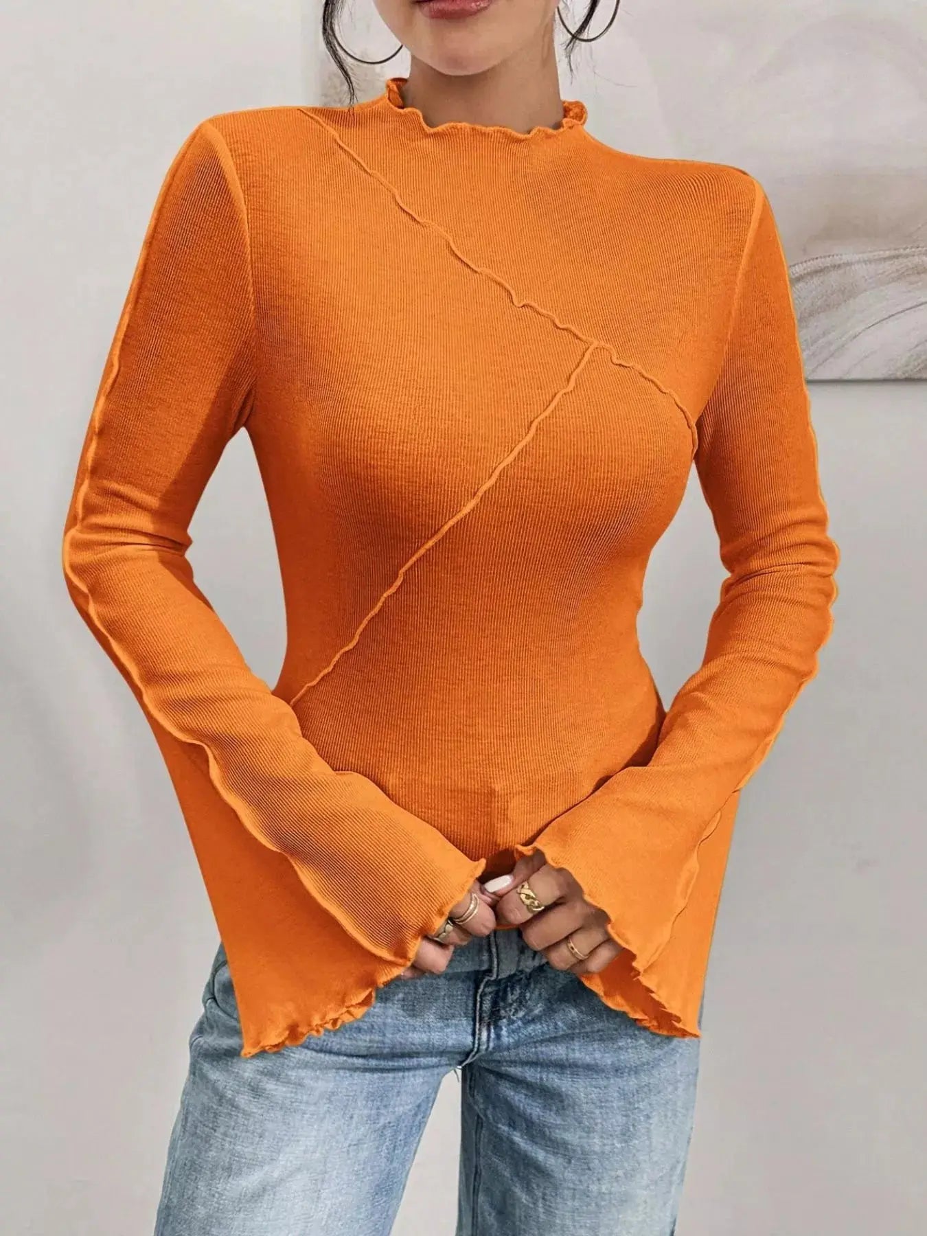 Lettuce Edge Flare Sleeve Top STYLE SOURCE
