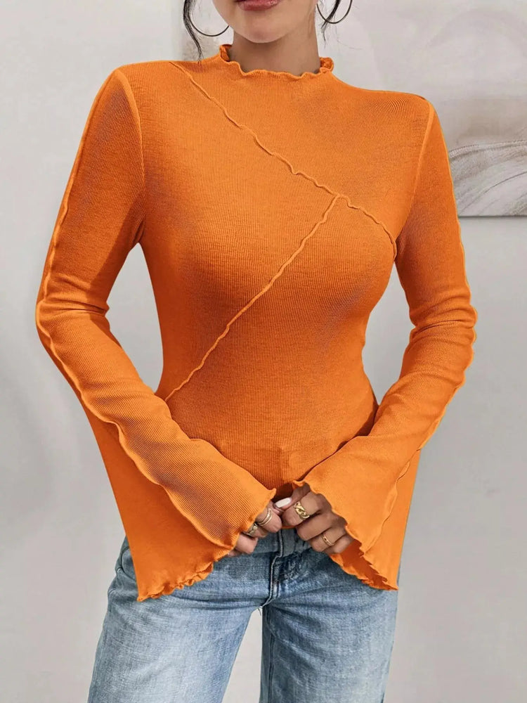Lettuce Edge Flare Sleeve Top STYLE SOURCE