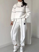 Full Size Striped Quarter Zip Top and Pants Set Plus Size STYLE SOURCE