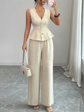 Sleeveless Peplum Top and Wide Leg Pants Set STYLE SOURCE