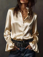 Button Up Flounce Sleeve Shirt STYLE SOURCE
