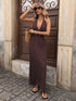 Halter Neck Polka Dot Maxi Dress STYLE SOURCE