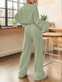 Ribbed Round Neck Top and Drawstring Pants Set STYLE SOURCE