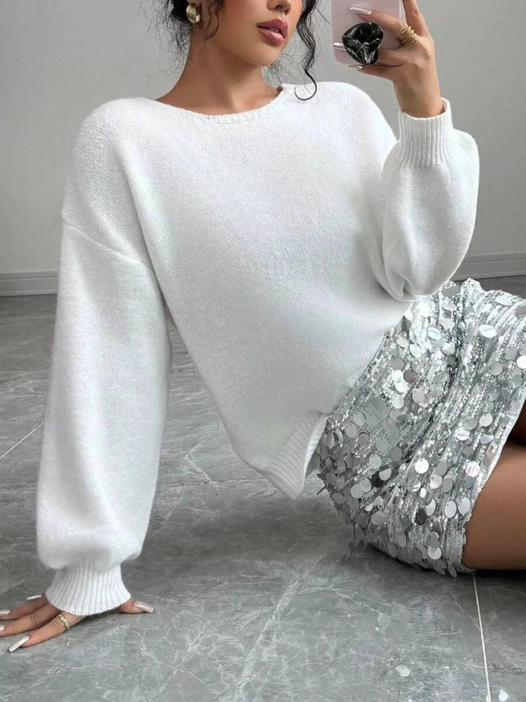 Bow-Decor Dropped Shoulder Knit Cardigan STYLE SOURCE