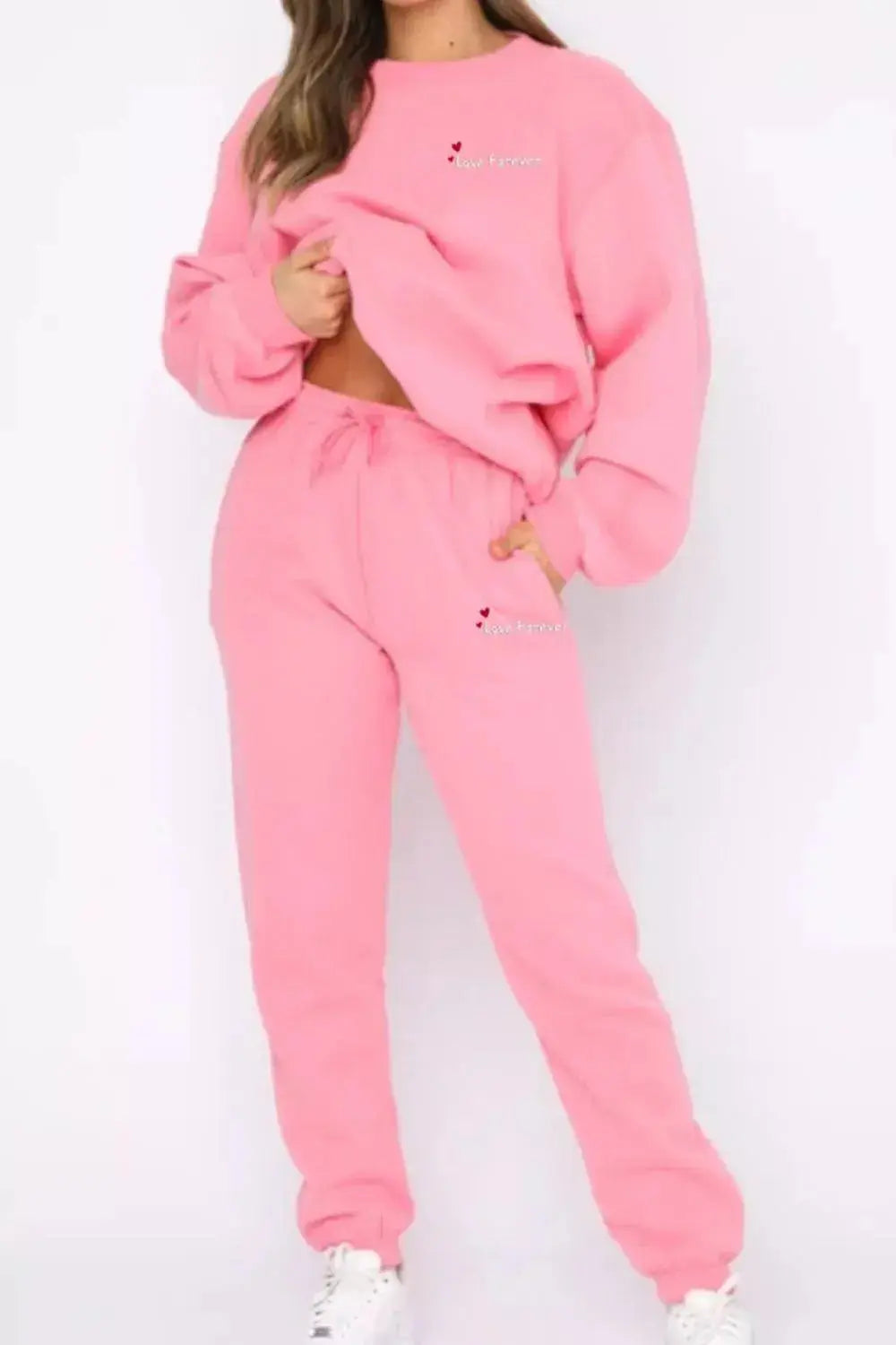 Round Neck Sweatshirt and Joggers Set STYLE SOURCE