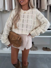 Openwork Round Neck Sweater STYLE SOURCE