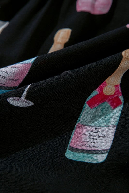 Christmas Wine Glass Bow Knot Pajama Set STYLE SOURCE