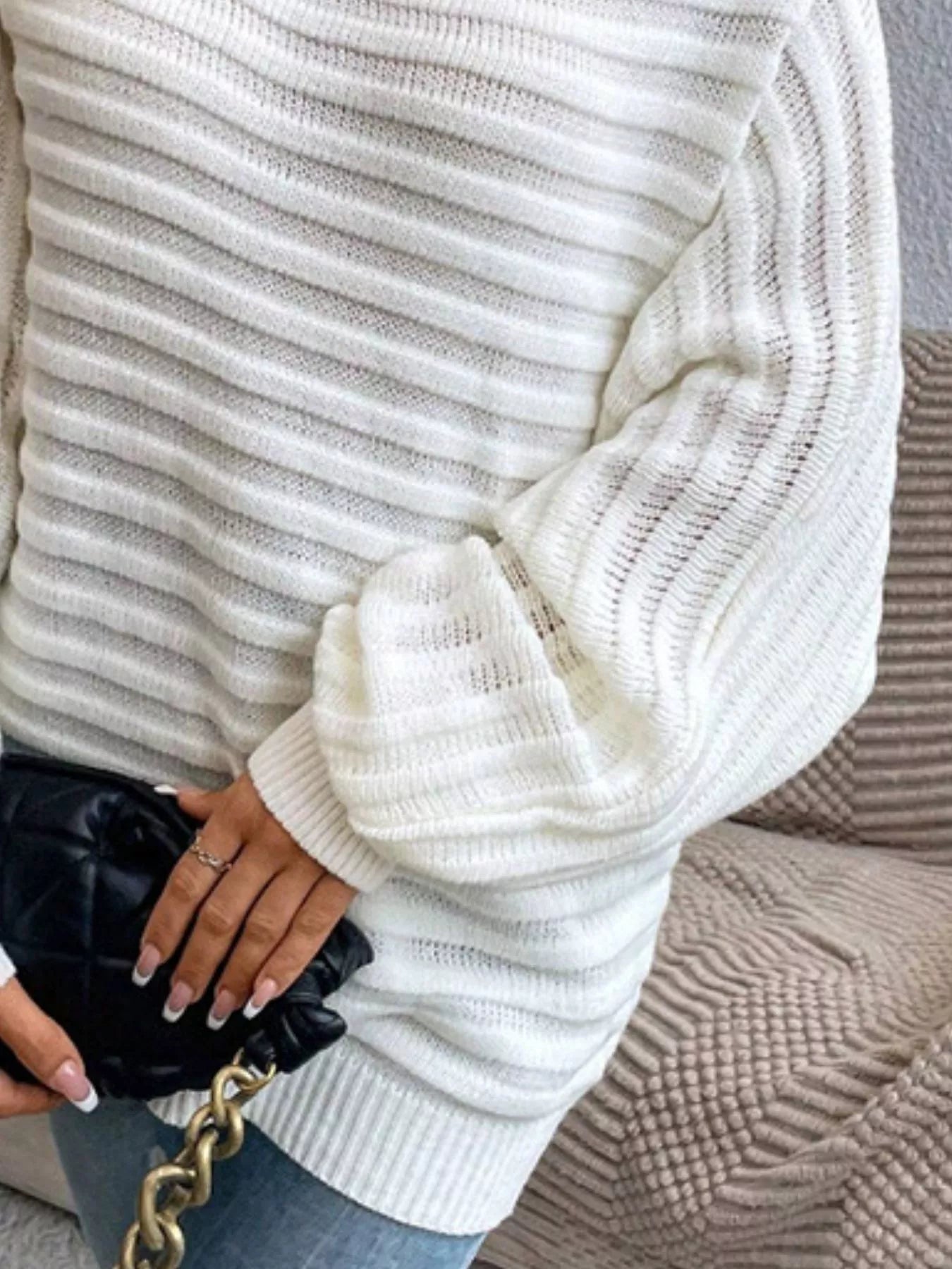 One Shoulder Ribbed Knit Sweater STYLE SOURCE