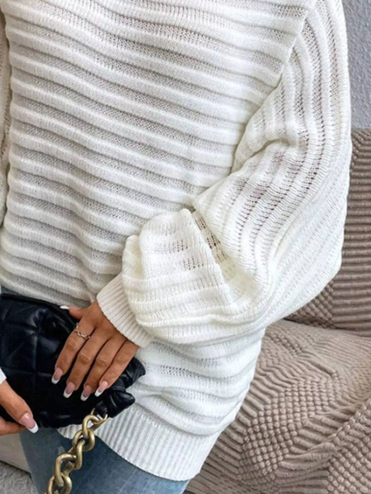 One Shoulder Ribbed Knit Sweater STYLE SOURCE