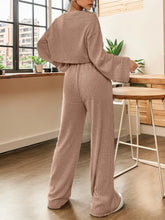 Ribbed Round Neck Top and Drawstring Pants Set STYLE SOURCE