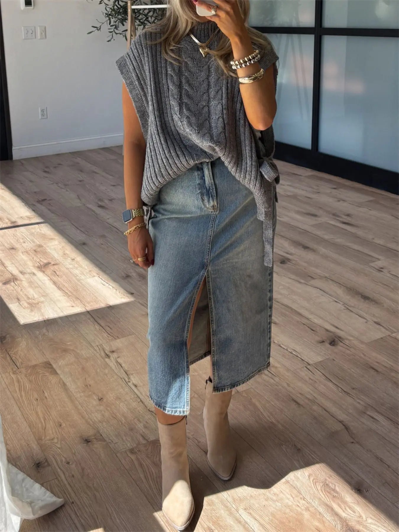 Cable Knit Sweater Vest STYLE SOURCE