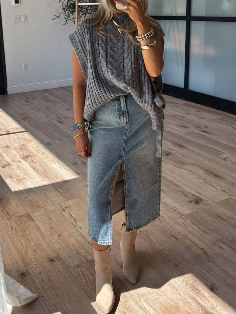 Cable Knit Sweater Vest STYLE SOURCE