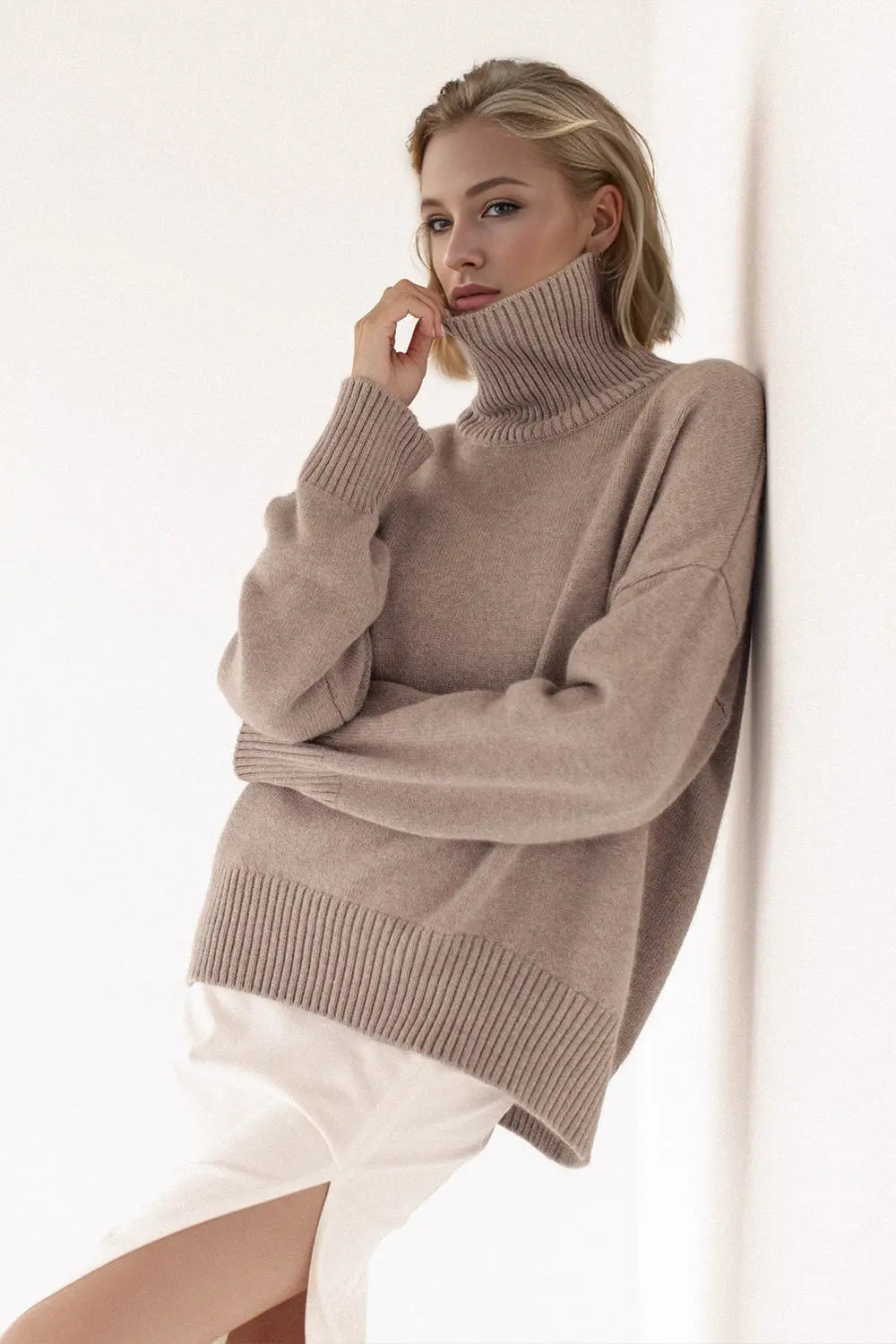 Basic Bae Turtleneck Dropped Shoulder Long Sleeve Sweater STYLE SOURCE