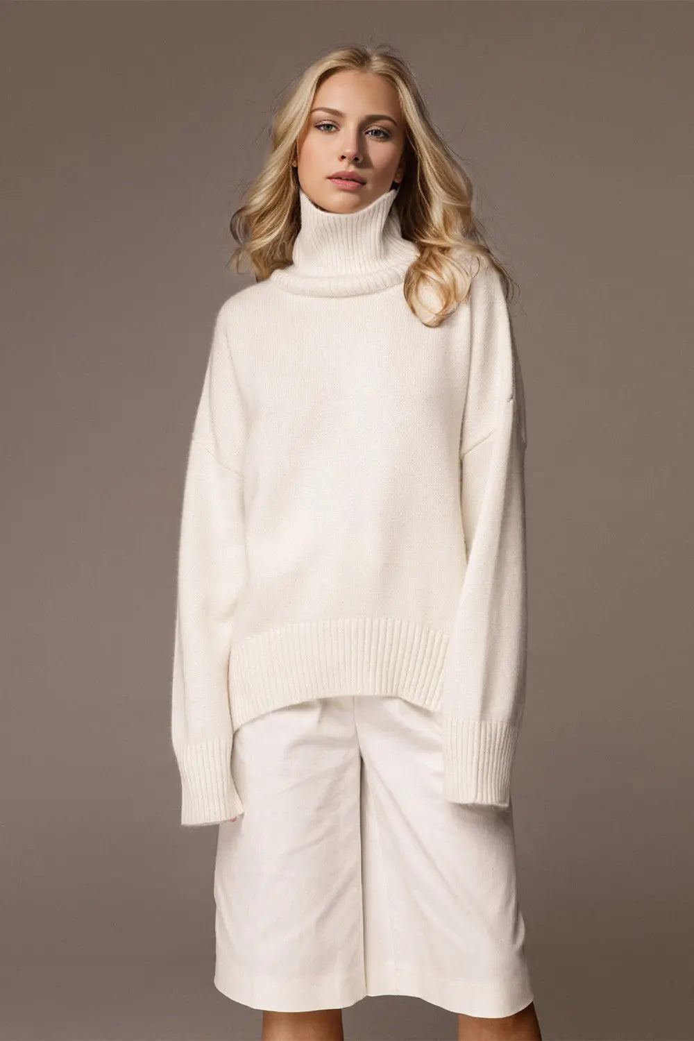 Basic Bae Turtleneck Dropped Shoulder Long Sleeve Sweater STYLE SOURCE