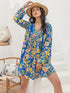 Printed V-Neck Balloon Sleeve Mini Dress STYLE SOURCE