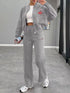 Zip Up Dropped Shoulder Outerwear and Pants Set STYLE SOURCE
