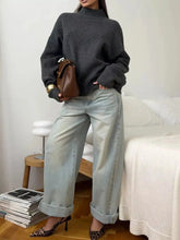 Mock Neck Dropped Shoulder Sweater STYLE SOURCE