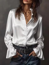 Button Up Flounce Sleeve Shirt STYLE SOURCE