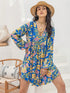 Printed V-Neck Balloon Sleeve Mini Dress STYLE SOURCE