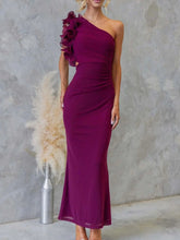 One-Shoulder Floral Trim Sleeveless Maxi Dress STYLE SOURCE