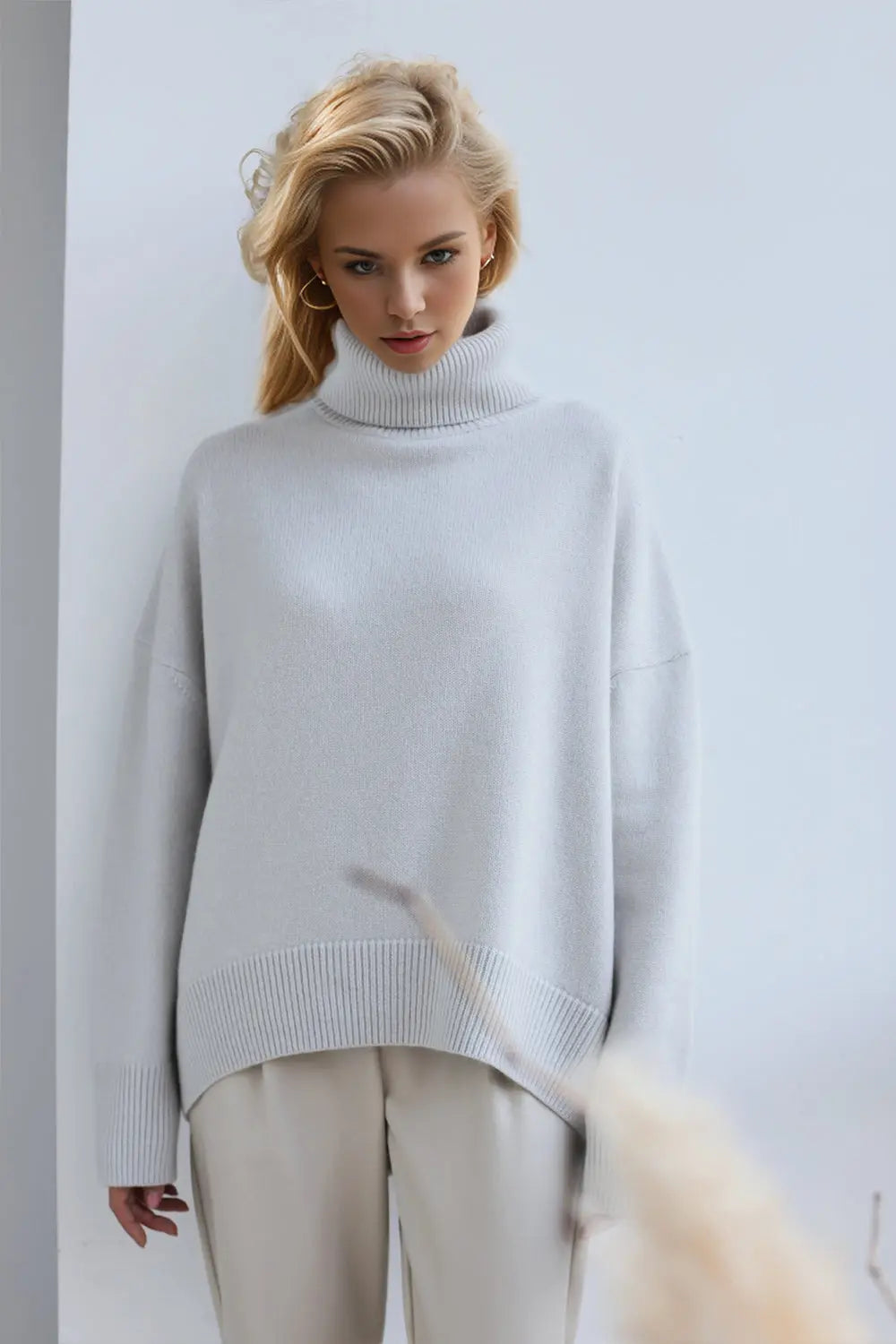 Basic Bae Turtleneck Dropped Shoulder Long Sleeve Sweater STYLE SOURCE