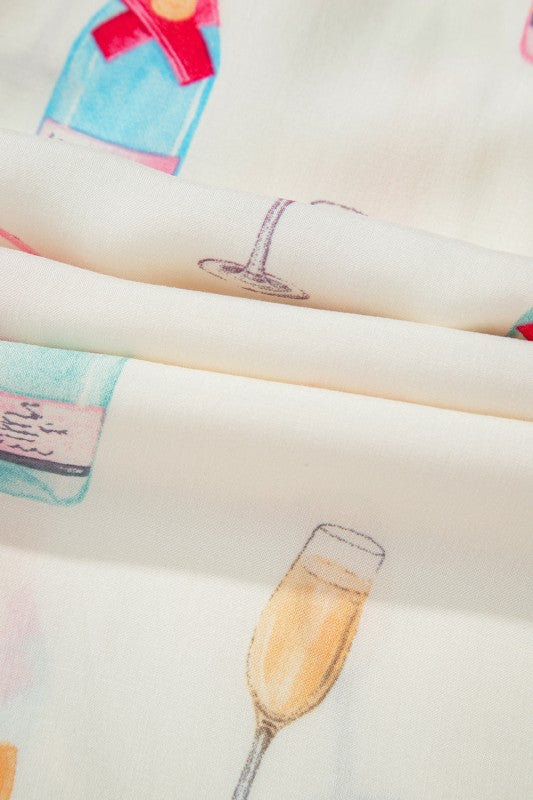 Christmas Wine Glass Bow Knot Pajama Set STYLE SOURCE