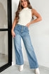 Dusk Blue Multi Button Waist Wash Straight Leg Jeans STYLE SOURCE