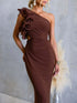 One-Shoulder Floral Trim Sleeveless Maxi Dress STYLE SOURCE