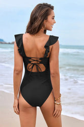 Ruffled Plunge One-Piece Swimwear STYLE SOURCE