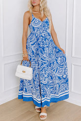 Rose Floral V Neck Crisscross Backless Maxi Dress STYLE SOURCE