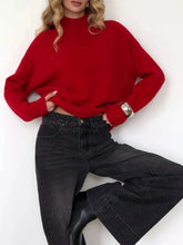 Mock Neck Dropped Shoulder Sweater STYLE SOURCE