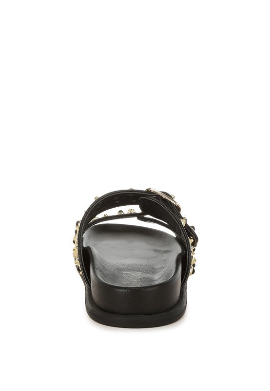 Jayata Metallic Stud Embellished Sliders STYLE SOURCE